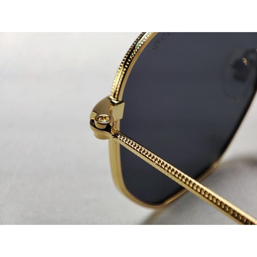 SOJOS SJ1072 C6 Geometric Square Sunglasses Gold Metal Black Lens 52-21-146